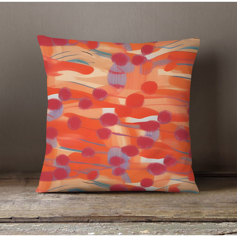 Throw Pillow With Insert, Red/Orange Abstract 5, 18"H x 18"W