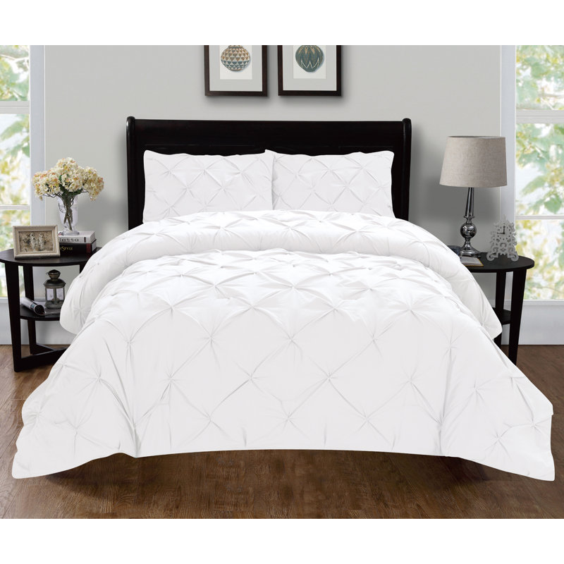 Ensemble de housse de couette réversible en microfibre , Couette de grand lit et 2 taies décoratives, Blanc