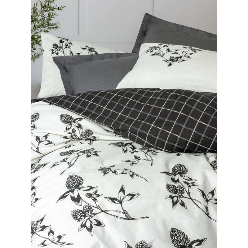 Luxury Ranforce Super King Quilt Cover Set, 102.4 x 86.6 inches | 100% Cotton, 145 Thread Count, Anthracite Color | Machine Washable, Pigment Printing, Button Closure Duvet & Envelope Pillowcases (2 Pieces)