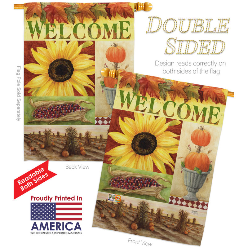 Drapeau de maison tournesol en polyester 40 x 28 po
