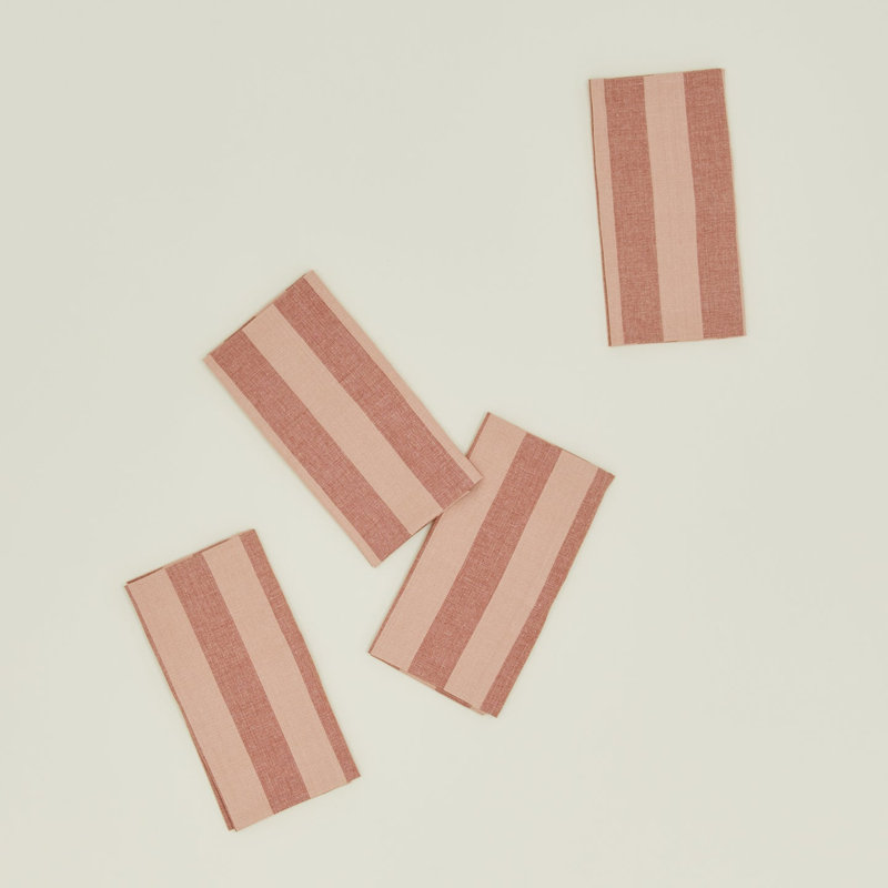 Essential Cotton Striped Napkin, Blush/Terracotta