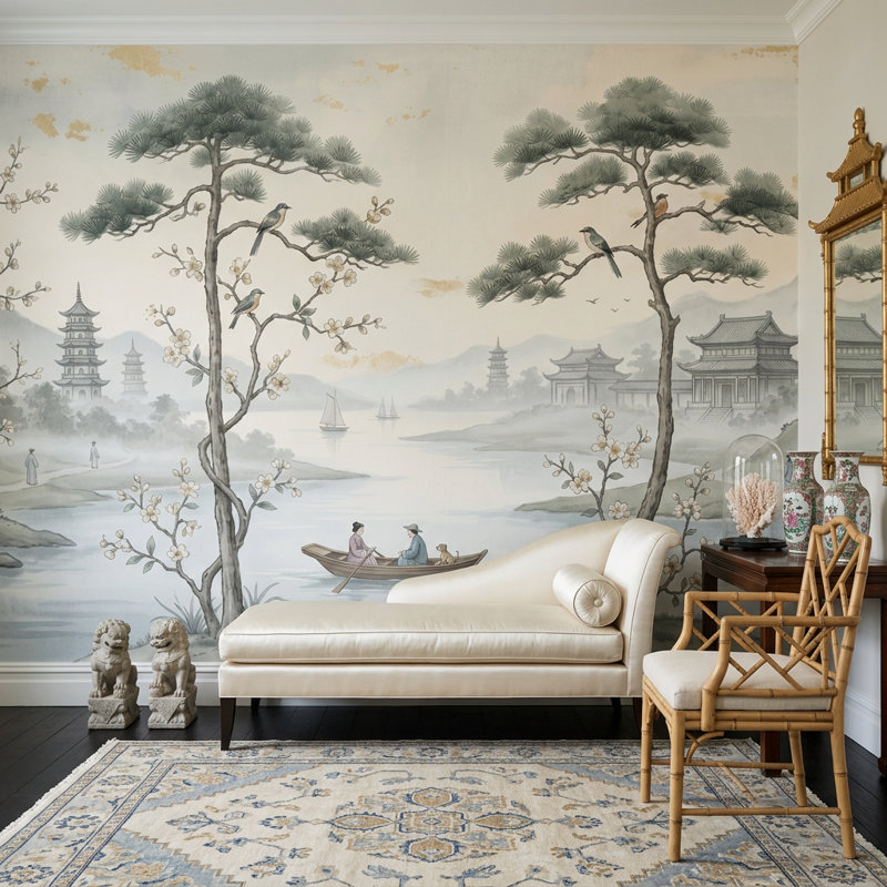 Décoration murale amovible Misty, 160 po x 108 po, Peler et coller