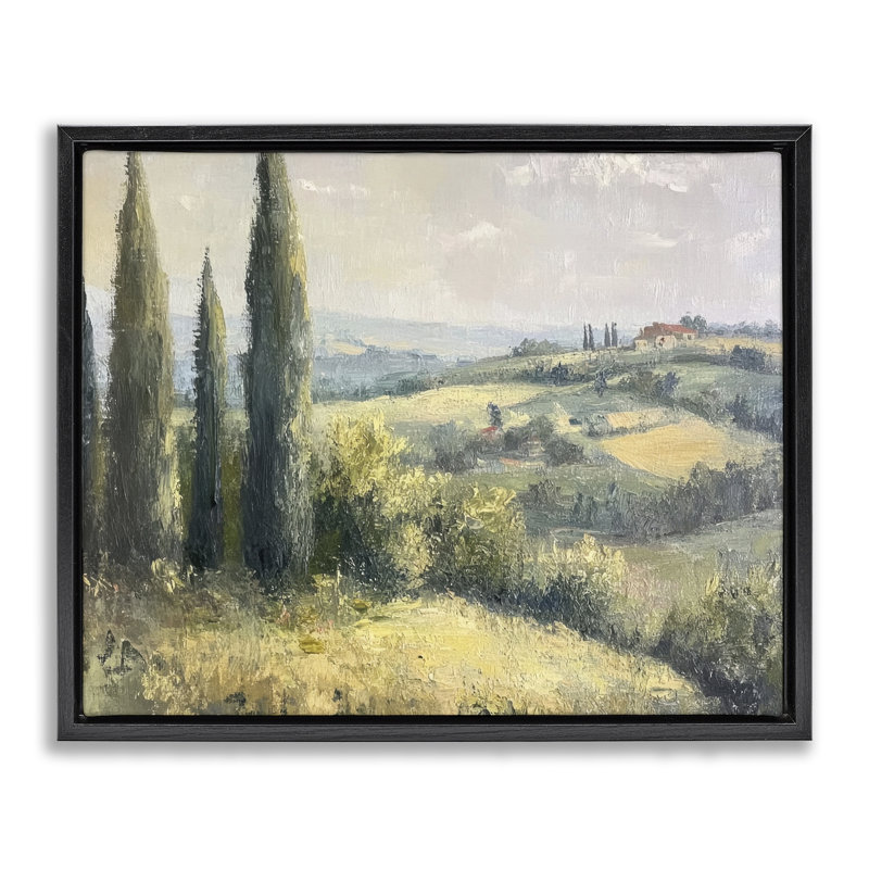 Cadre flottant Rolling Hills Country View, design par Petal Prints Design, H 25 po x l 31 po, Cadre flottant noir de jais