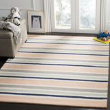 Kruetzen Striped Handmade Tufted Wool Ivory/Orange Area Rug