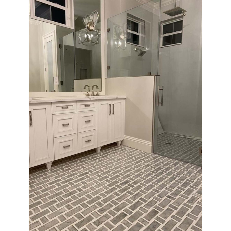 Esplanade 13x13 Polished Thassos Marble Mosaic Tile