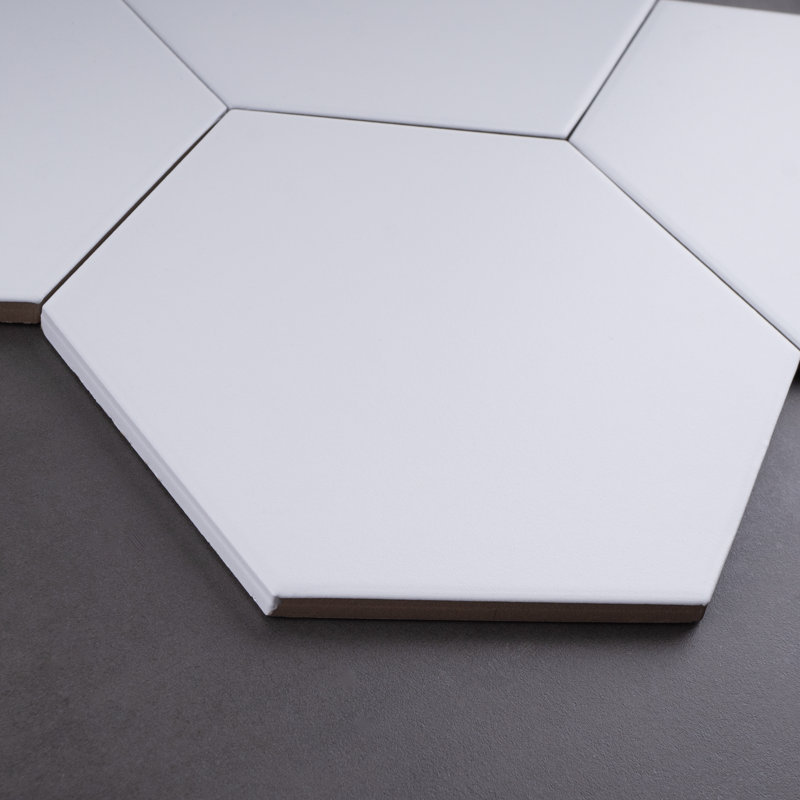 Carrelage de sol en porcelaine mate 7,7 po x 8,9 po Kenzo Hexagon, Blanc