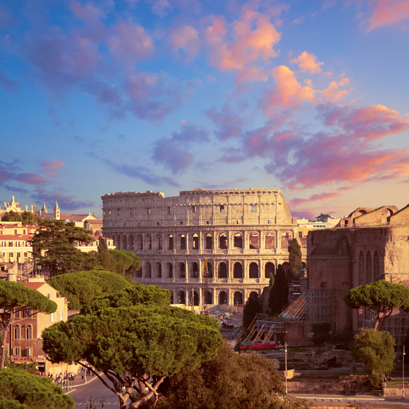 Construction Work By Colosseum In Rome, Italy - Wrapped Canvas Print, 91cm H x 91cm W