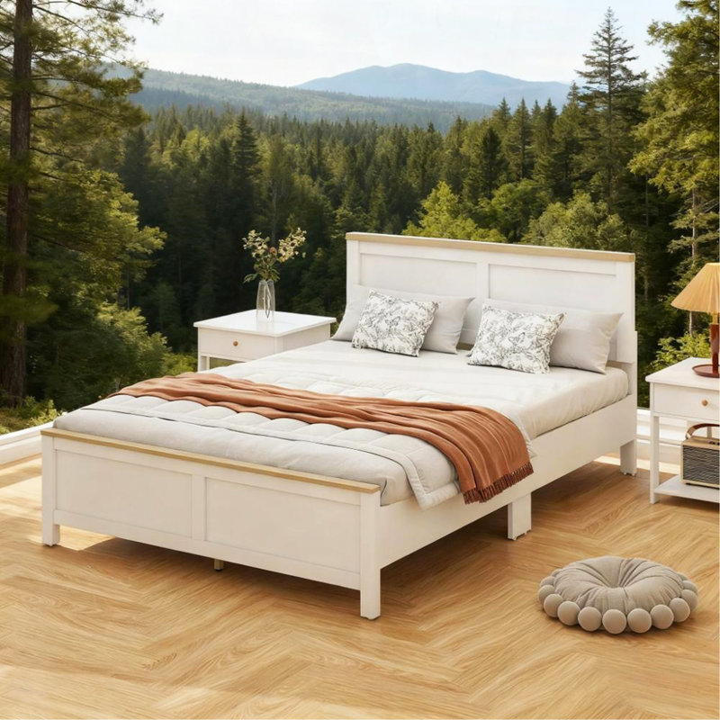 White  Full Bed Frame with Headboard