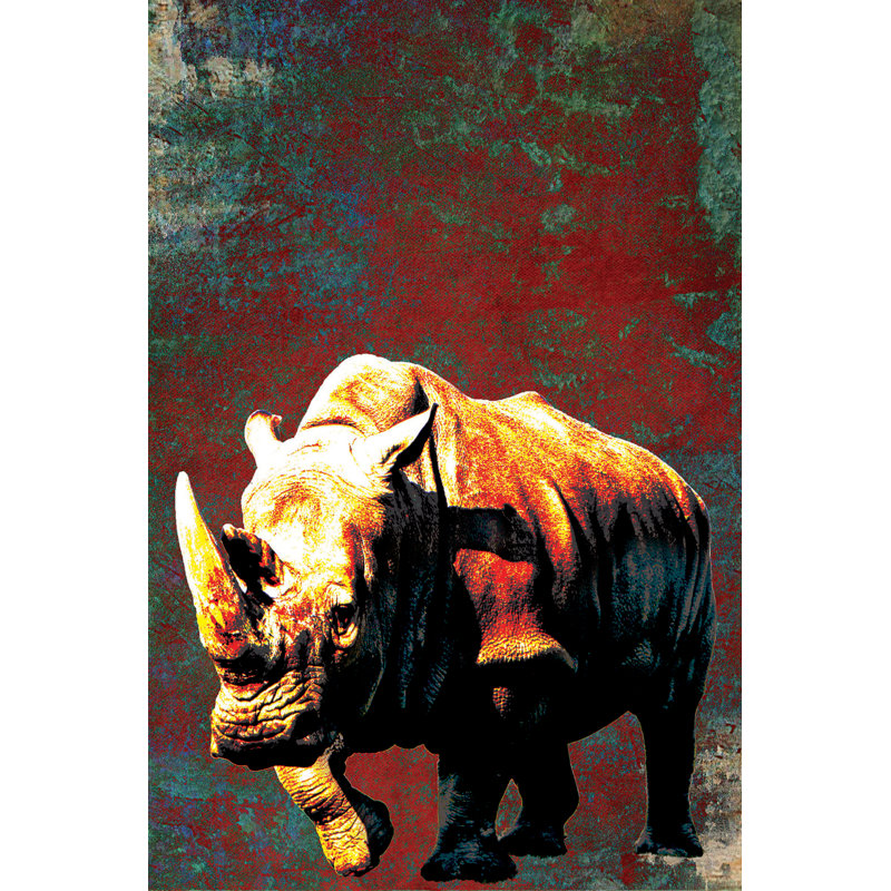 Rhino - No Frame Print on Wood