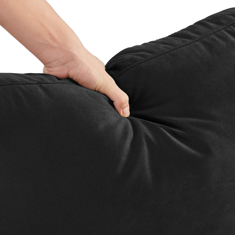 Fauteuil en velours avec 2 coussins Ronella, Velours noir
