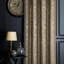 Floral Gold Foil Print Blackout Curtains Thermal Insulated Velvet Curtain 1 Pair Brown 168 X 183 cm