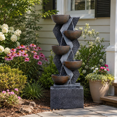 Handcrafted Weather Resistant Floor Fountain with Lights