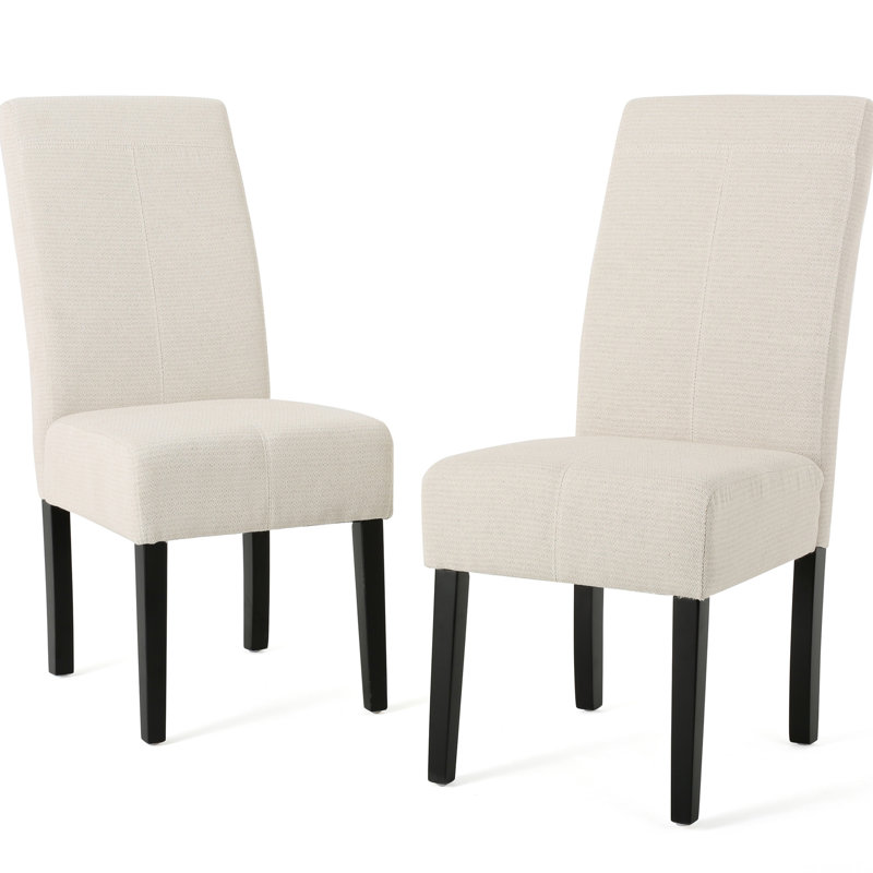 2 chaises de salle à manger rembourrées beiges - contemporain, base en bois de 2 chaises