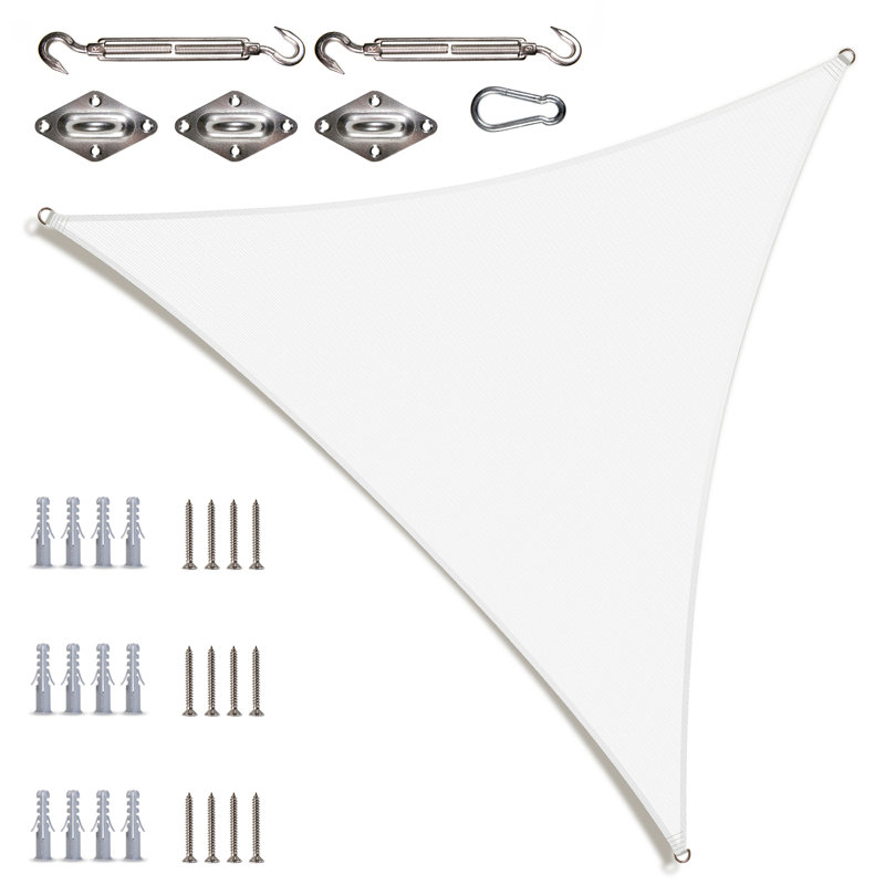 Colourtree Triangle Sun Shade Sail with Installation Hardware Kit, White, 12 ft. x 12 ft. x 12 ft.