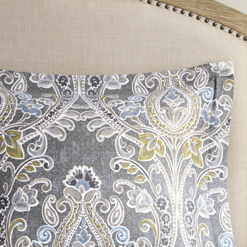 Édredon pour lit très grand en coton gris 6 pièces avec texture moelleuse