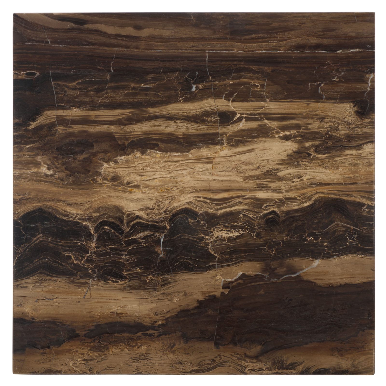Pristina Tall Square Marble Accent Table, Brown, 16" H x 21" W x 21" D
