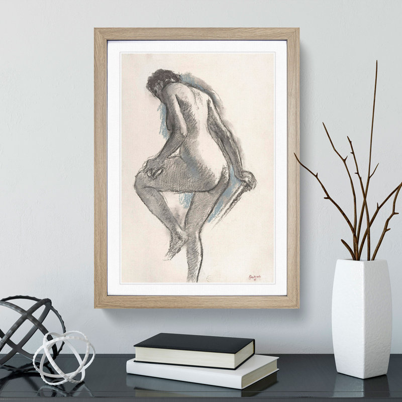 Study of a Nude Woman Vol.2 by Edgar Degas - Picture Frame Painting on MDF, 48cm H x 36cm W x 2cm D, Oak Framed