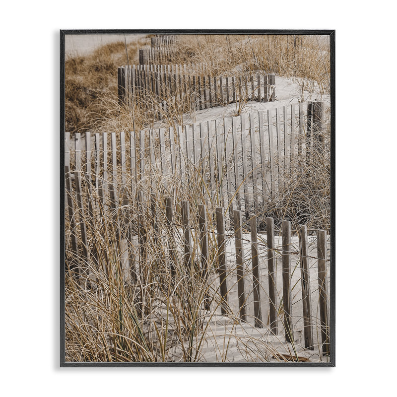 «Snake Beach Fence», estampe numérique par LSR Design Studio, H 30 po x l 24 po, Giclée encadrée noir minuit