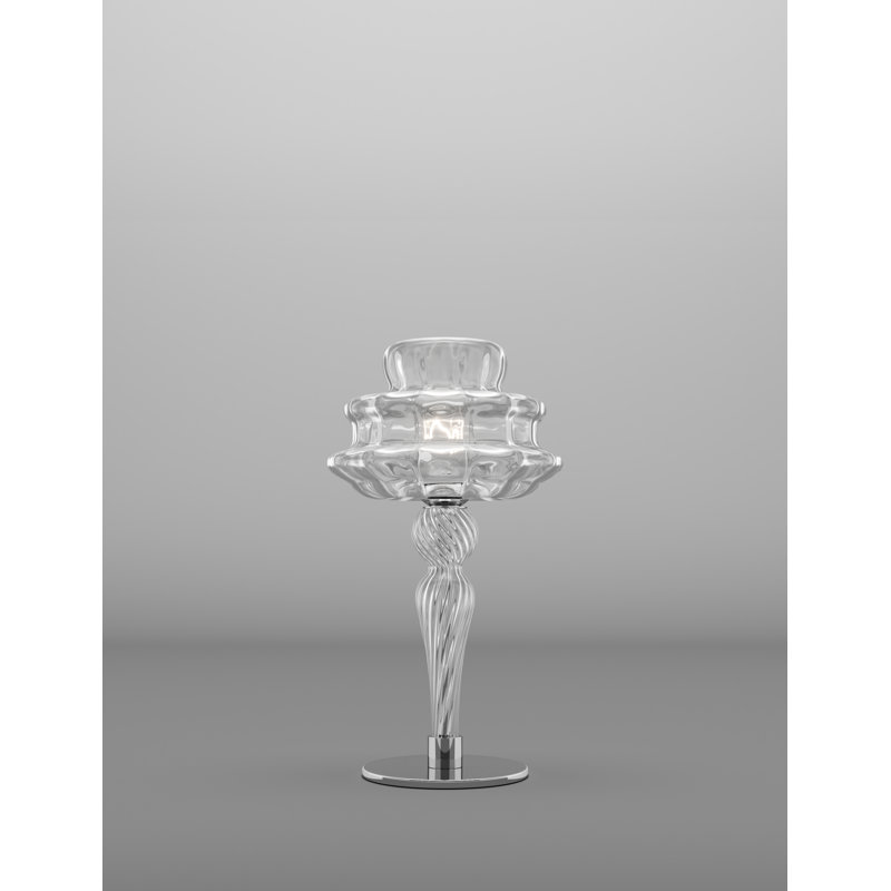 Novecento Table Lamp White Striped Glossy Chrome E12 Ul, Crystal Striped