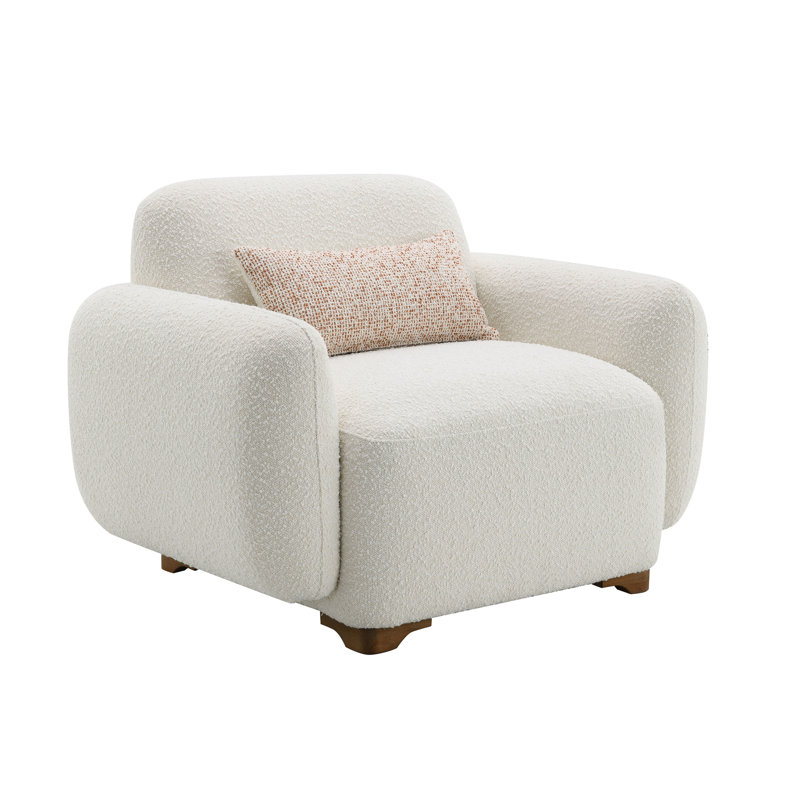Fauteuil d'appoint Darius Beige Boucle avec 1 coussin décoratif
