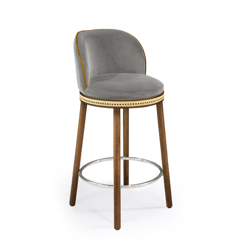 Alma Counter & Bar Stool, Fog, Polished Nickel, Counter Stool (27" Seat Height)
