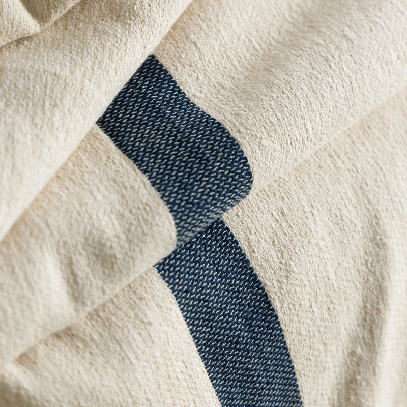 Couverture bleu marine à rayures Magnolia, Très grande couverture