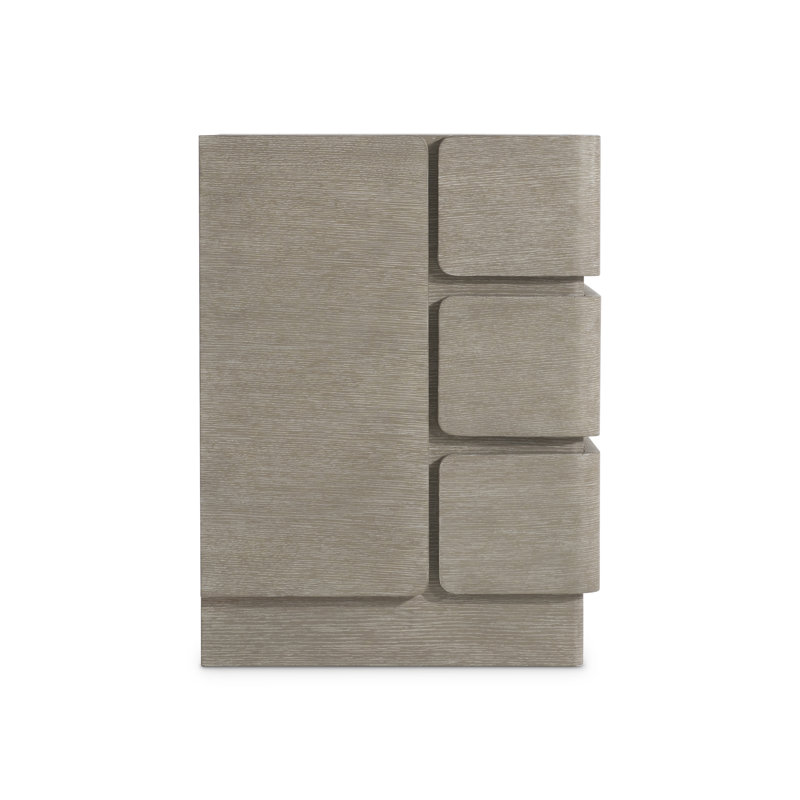 Clay Finish Oak 3-Drawer Modern Nightstand