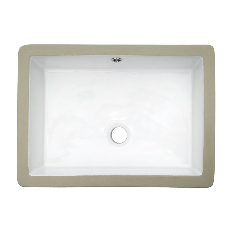 COUOKO 19"L x 14"W Undermount Ceramic Bathroom Sink White Porcelain Bathroom Sink with Overflow
