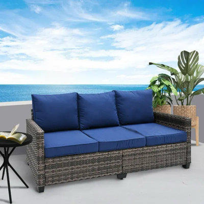 Birdsall 79'' High-Density Polyethylene (HDPE) Wicker Outdoor Patio Sofa