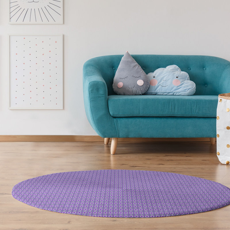 Chenille Geometric Indoor Rug, Round 5'