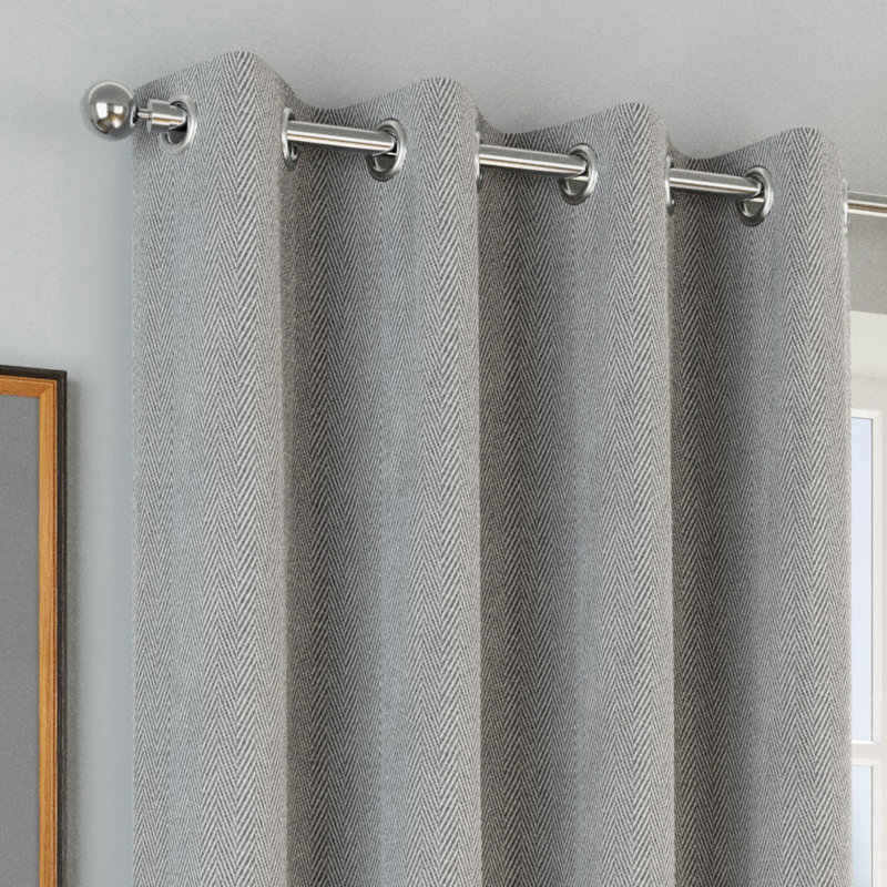 Blackout Curtain Panel Pair, 117cm Width x 137cm Drop, Grey