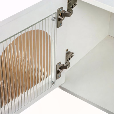 Wall Cabinet, Glass door Display Wall Mounted Cabinet, Floating Cabinet with inadjustable Shelves for Kitchen,Bathroom,Living Room