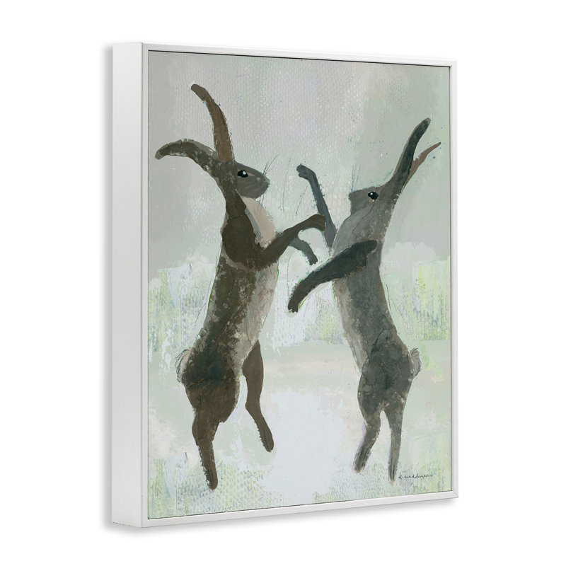 «Boxing Hares Impression encadrée» par Kay Widdowson, H 14 po x l 11 po, Estampe numérique encadrée blanc bord de mer
