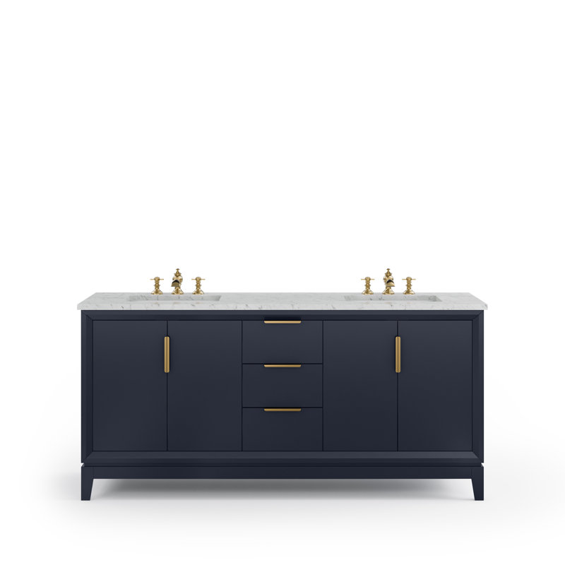 Elizabeth 72" Double Bathroom Vanity Set with Mirror, Waterfall, Monarch Blue