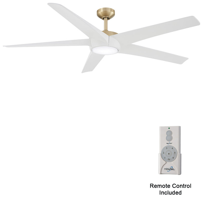 Minka Aire Skymaster - 64In Led Ceiling Fan, Soft Brass, White