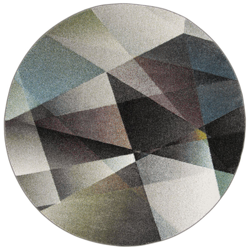 Asumi Wimbled Gray/Brown Area Rug, Round 8'