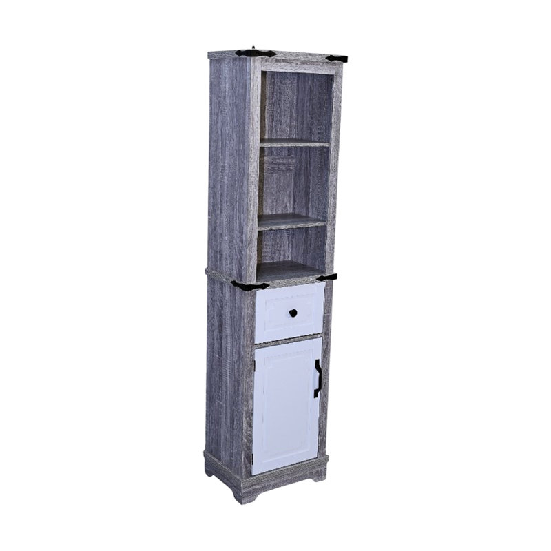 Gris et blanc, solution de rangement pour salle de bain, grande tour à linge, rangement flexible, tiroir, design compact et élégant