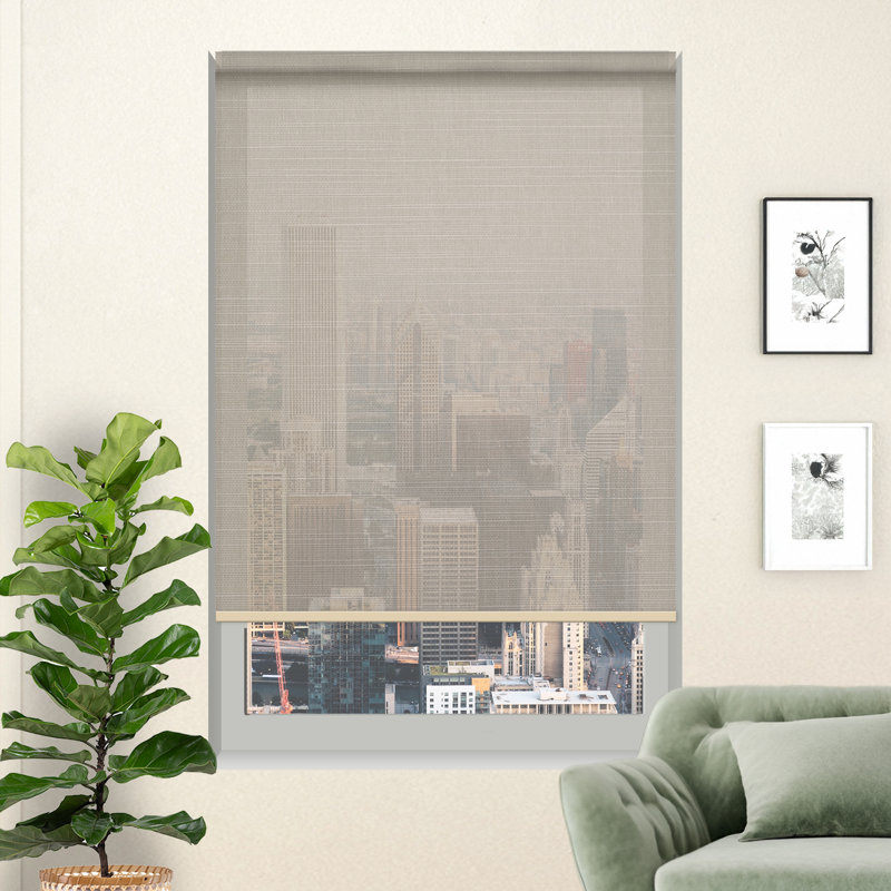 Abat-jour moderne en lin tissé doux et translucide, L 51 po x L 84 po, Tanné