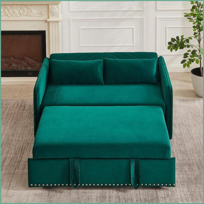 Canapé-lit 2-en-1 réglable 3 en 1 avec port USB, velours doux pour le salon Chambre à coucher | Velours | Bois | Dossier rembourré