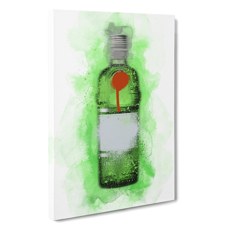 Green Gin Bottle - Wrapped Canvas, 60cm H x 40cm W x 3cm D