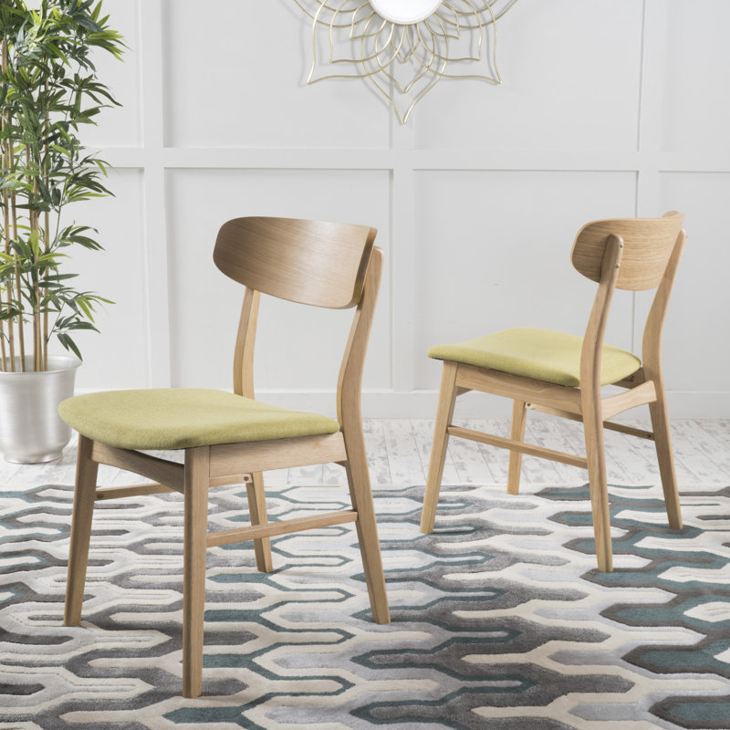 Chaise d'appoint en bois massif Barros, Thé vert, Chêne naturel