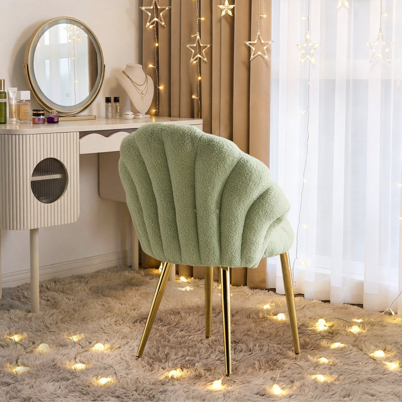 Chaise de coiffeuse en forme de coquillage Elizabeth, Vert