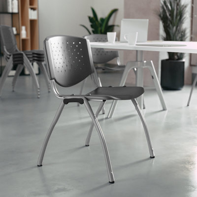 Oliverson Plastic Stacking Lobby Chairs with Perforated Backs