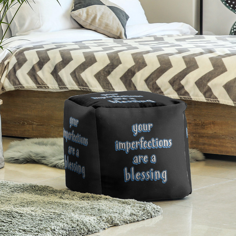 Upholstered Ottoman, Blue, 13" H x 13" W x 13" D