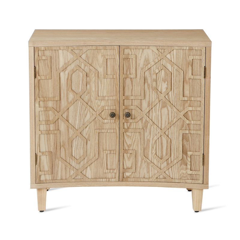 Wayne 2-Door Storage Accent Cabinet With Adjustable Shelf, Natural