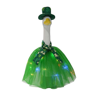 St. Patrick's Day 4-Leaf Clovers Top Hat Scarf Tutus Skirt Set For Patio Gooses Decor Holiday Gooses Costumes Outfit
