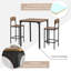 Ensemble de table de bar 3 pièces, ensemble de table de salle à manger à hauteur de comptoir industriel, table de bar et chaises avec pieds et repose-pieds en acier-2044303950