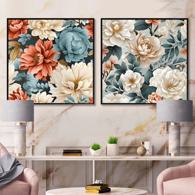 Keila - Ensemble de 2 collages carrés floraux