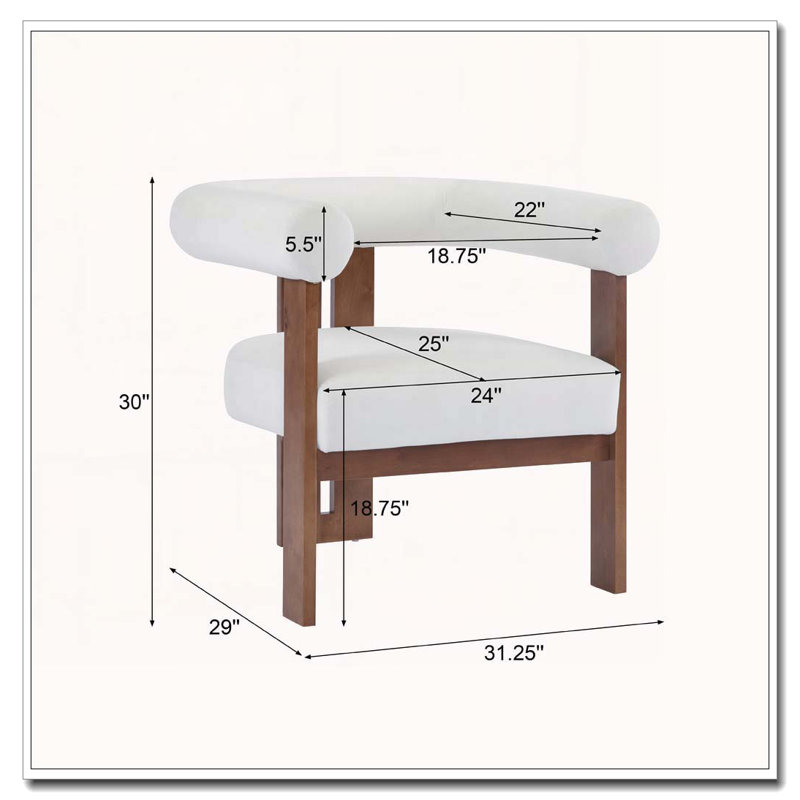 Fauteuil d'appoint rembourré en velours, Beige