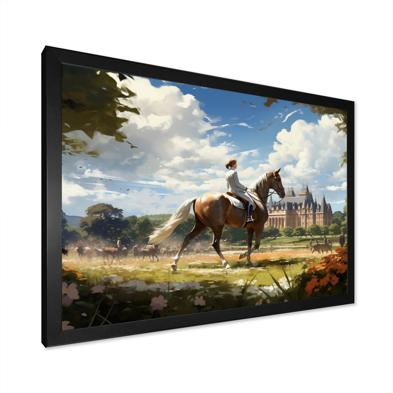 Décoration murale pays équestre élégance IV - animaux, H 34 po x l 44 po x P 1,5 po, Cadre photo noir
